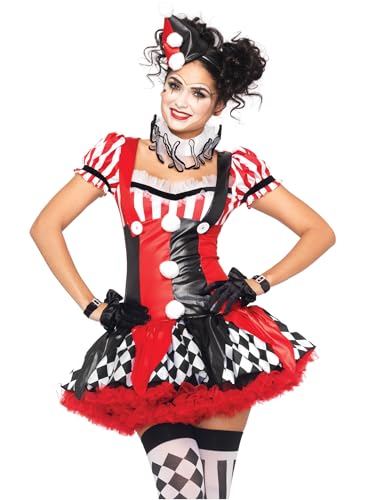 Leg Avenue womens Harlequin Clown Adult Sized Costumes, Black/Red, Small US