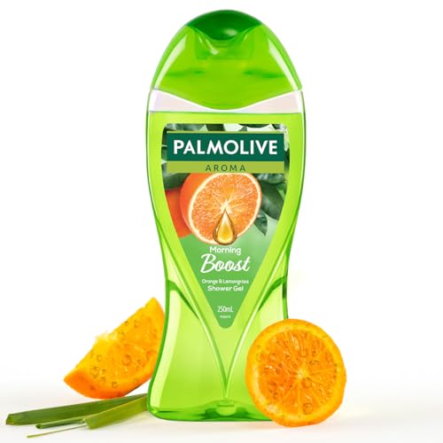 Palmolive Aroma Morning Tonic Body Wash, 250ml Shower Gel Single Bottle, 100% Natural Citrus Essential Oil & Lemongrass Extracts for a Smooth Skin, Gr