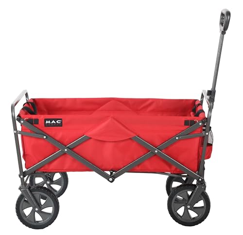 Mac Sports Heavy Duty Steel Frame Collapsible Folding 150 Pound Capacity Outdoor Camping Garden Utility Wagon Yard Cart,