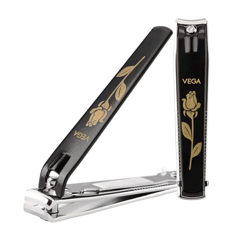Vega Large Nail Clipper 1 Piece with Anti-Slip Grip for Men & Women | Stainless Steel Nail Trimmer for Fingernails & Toenails | Nail Cutter | Professi
