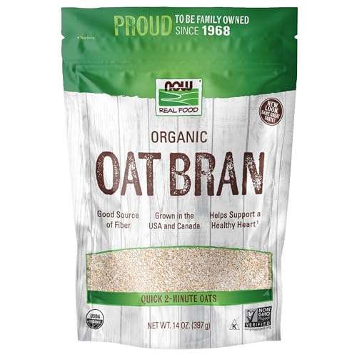 NOW Foods, Organic Oat Bran, Source of Fiber and Protein, USA Grown, Non-GMO Project Verified, 14-Ounce (Packaging May Vary)