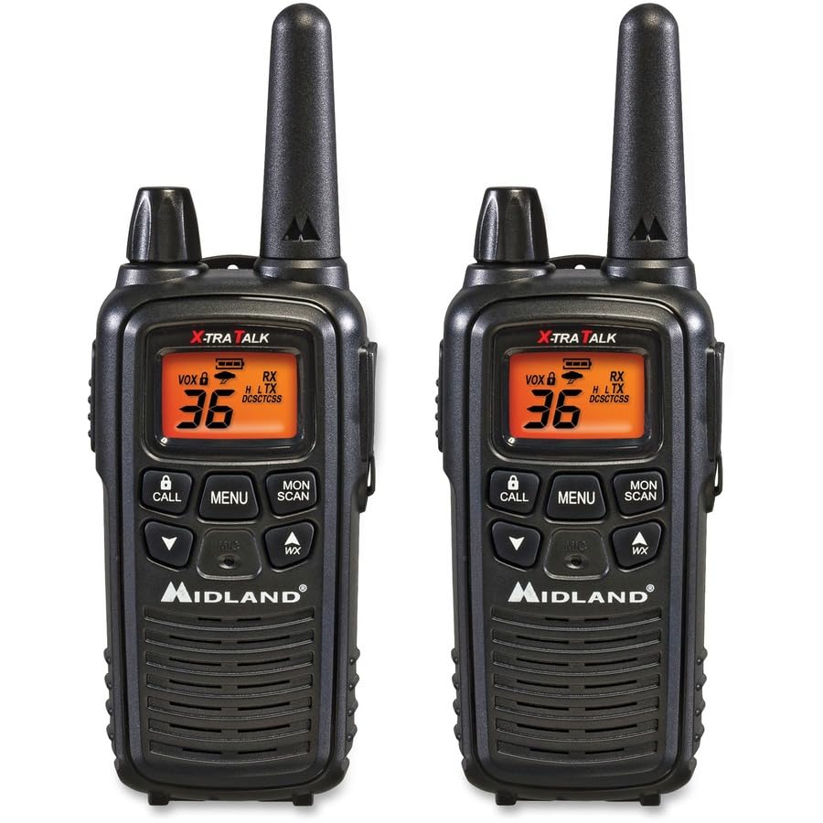 Midland LXT600VP3 FRS Walkie Talkies - Long Range 36-Channel Two-Way Radios, NOAA Weather Alerts(2-Pack, Black)