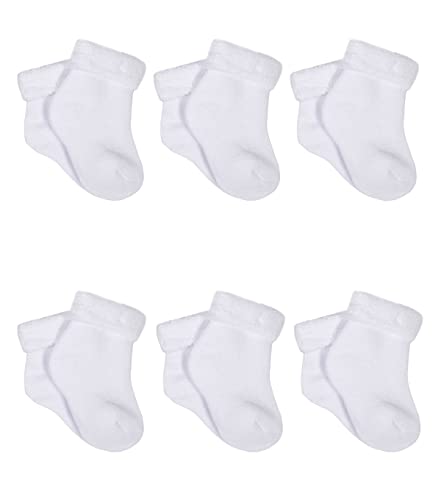Gerber Baby 6-Pair Sock, white, 0-3 Months