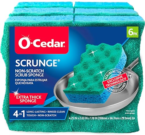 O-Cedar Scrunge Non-Scratch Scrub Sponge, 6-Pack
