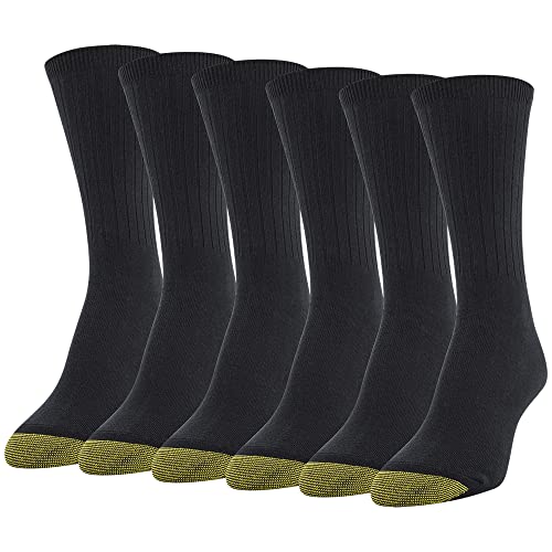 GOLDTOE Women's Casual Texture Crew Socks, Multipairs, Black (6-Pairs), Shoe Size: 6-9