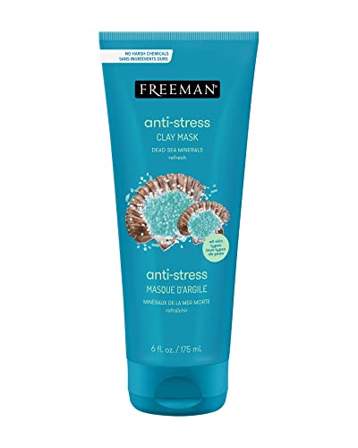 Freeman Anti-Stress Clay Mask, Dead Sea Mineral Face Mask, Lavender & Sea Salt Balance & Calm Skin, Unclog Pores, Facial Mask For All Skin Types, No Harsh Chemicals, 6 fl. oz./175 ml Tube, 1 Count