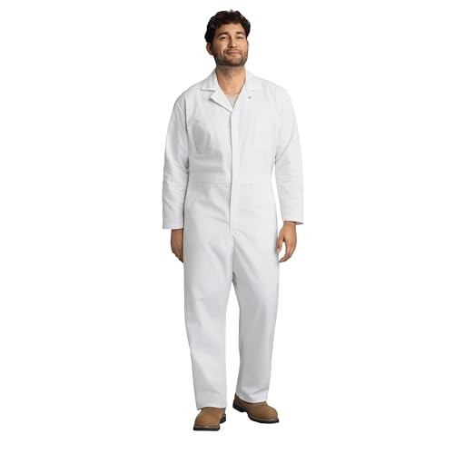 Red Kap Men's Twill Action Back Coverall, White, 52