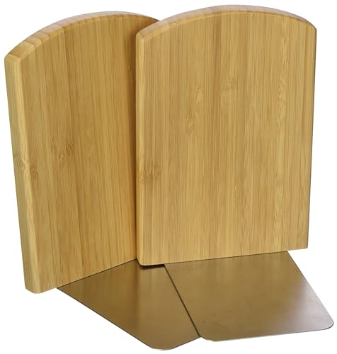 Wedo Bamboo Bookends Set Brown Pack of 2 Decorative Book Holder