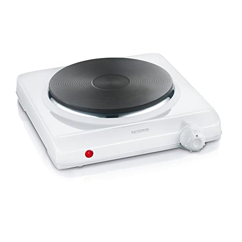 (-37%) Severin Kochplatte für Küche, Büro oder Camping, kleine Herdplatte mit stufenloser Temperatureinstellung, Campingkocher für einen Topf, weiß, single, 1.500 W, KP 1091