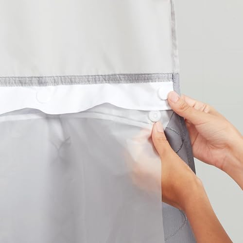 Hookless It's A Snap! Plastic PEVA Snap-In Replacement Shower Curtain Liner for Hookless Curtain with Sheer Window, 70" x 54", Water-Repellent, Easy Install, Frost
