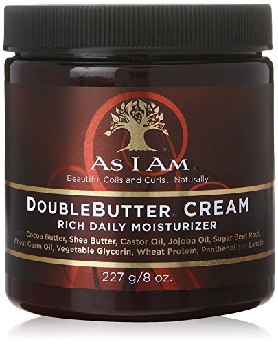 As I Am Double Butter Cream - 8 Ounce - Rich Daily Moisturizer - Soft and Shiny Curls and Coils - Repairs Split Ends - Strengthens Hair - Enriched with Pro-Vitamin B5