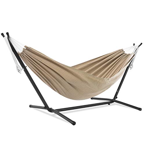 Vivere Double Sunbrella Hammock with Steel Stand