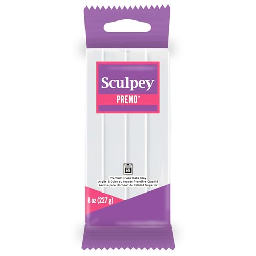 Sculpey Premo Polymer Oven-Bake Clay, White, Non Toxic, 8 oz. bar, Great for jewelry making, holiday, DIY, mixed media and home décor projects. Premium clay Great for clayers and artists.