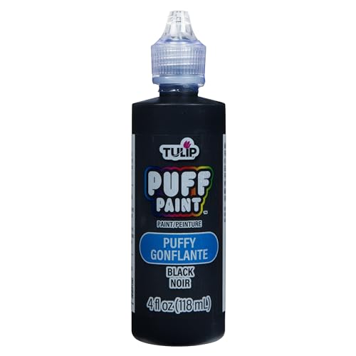 Tulip Puff Fabric Paint , Permanent Craft Paint for Clothes, DIY Projects, Notoxic, 4 fl oz, Puffy Black