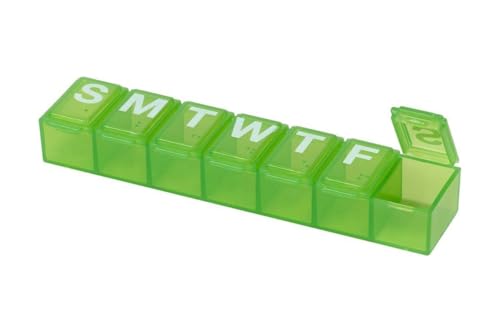 EZY DOSE Weekly (7-Day) Pill Organizer, Vitamin Case And Medicine Box, X-Small Compartments, Color May Vary