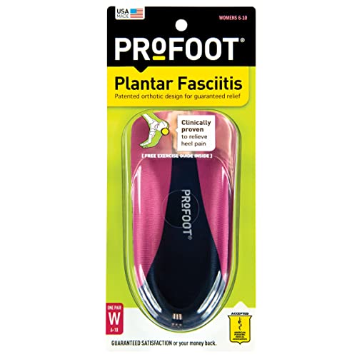 PROFOOT Plantar Fasciitis Orthotic Insoles for Women (Sizes 6-10) – Gel Shoe Inserts for Instant Heel Pain Relief and Arch Support – 1 Pair of Heel Pads