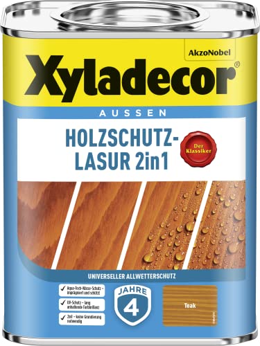 (-18%) Xyladecor Holzschutz-Lasur 2in1, Universeller Allwetter-Schutz – Der Klassiker, Teak, 750 ml