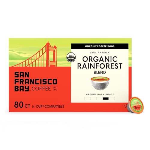 San Francisco Bay Compostable Coffee Pods - Organic Rainforest Blend (80 Ct) K Cup Compatible including Keurig 2.0, Medium Dark Roast