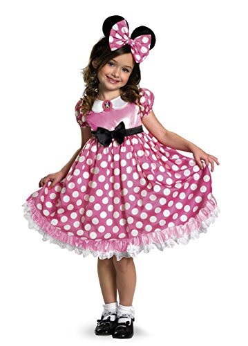 Disguise Disney Minnie Mouse Glow in the Dark Girls' Costume, Pink/White, Medium 7-8
