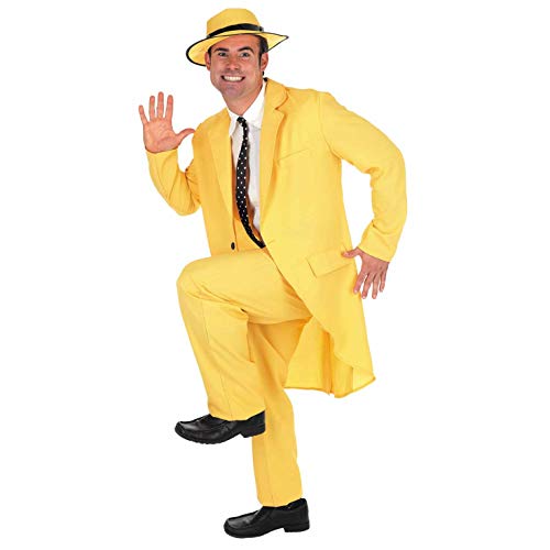 fun shack Adult Yellow Man Costume, Mens Zoot Suit, 90s Movie Character Costume For Men, Halloween Costume, Medium