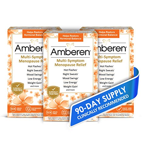 Amberen Menopause Supplement for Women, 180 Capsules, Clinically Proven, Helps Support Hormone Balance, Helps Relieve 12 Menopause Symptoms: Hot Flashes, Night Sweats, Mood Swings and More