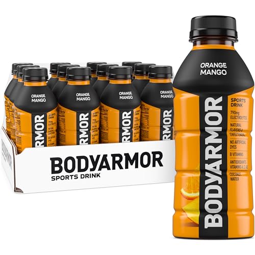 BODYARMOR Sports Drink, Orange Mango, Electrolyte Drink Hydration, 16 Fl Oz Bottles (12 Pack), Flavored Coconut Water wi