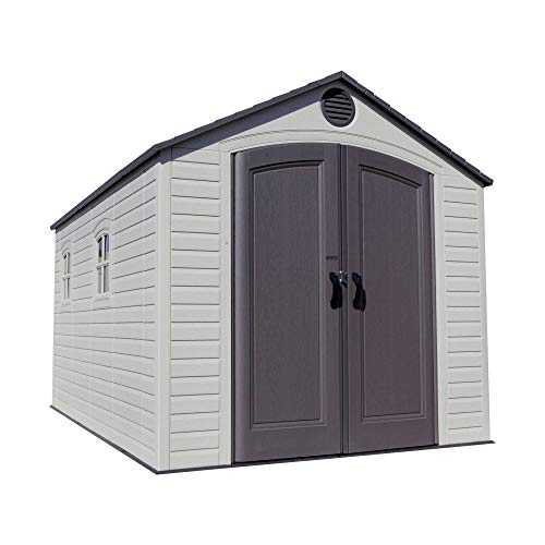 Lifetime 60075 Outdoor Storage Shed, 8x15 Ft, Desert Sand, Resin Backyard Tool Shed with Lockable Doors and Weather-Resistant Panels