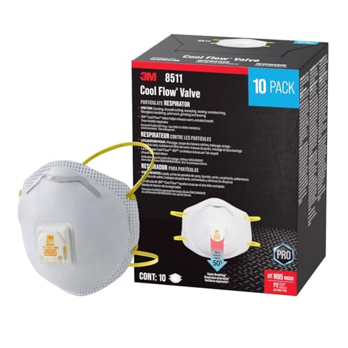 3M N95 Respirator 8511, 10 Pack, NIOSH-APPROVED N95, Features 3M COOL FLOW Exhalation Valve, Relief From Dusts &amp; Cer