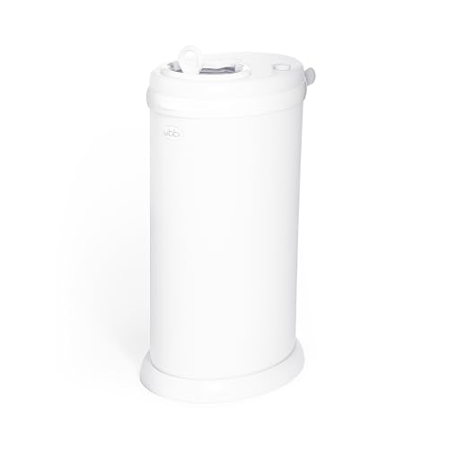 Ubbi Steel Odor-Locking Diaper Pail No Special Bag Required White