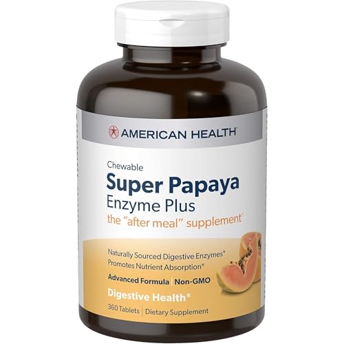 American Health, Super Papaya Enzyme Plus Chewable Tablets, 360 Count