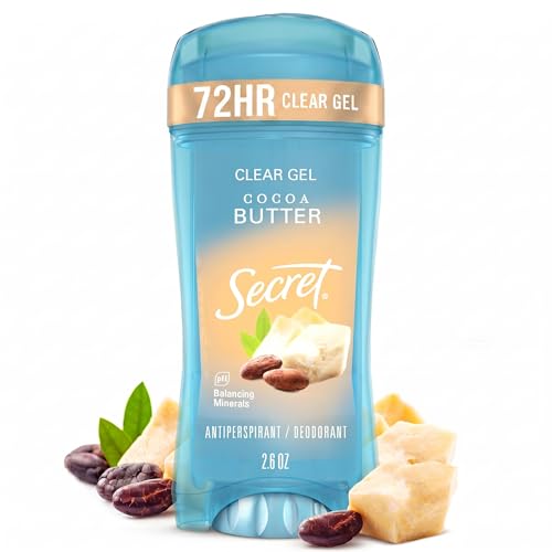 Secret Fresh Clear Gel Antiperspirant and Deodorant for Women, Cocoa Butter Scent, 2.6 oz
