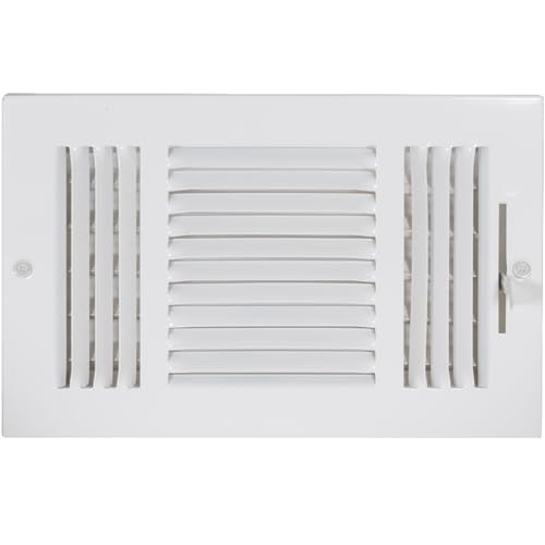 EZ-FLO 10 x 6 Inch (Duct Opening) Air Vent Cover for Wall or Ceiling, Three-Way Ventilation Register, Solid Steel HVAC Register Cover, White, 61614