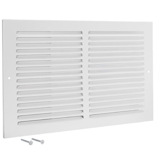 EZ-FLO 14 x 6 Inch (Duct Opening) Return Air Vent Cover for Wall or Ceiling, Solid Steel Return Air Grille, HVAC Vent Cover, White, 61628