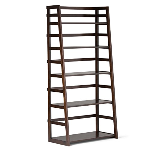 Simpli Home Acadian Solid Wood Ladder Shelf Bookcase