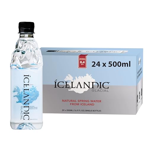 Icelandic Glacial Premium Still Water 500ml Recycled PET Bottles x 24 Per Pack – Alkaline/Low PH, Recycled Packaging, BPA Free, Carbon Neutral from Icelandic Spring. Low TDS and Mineral Content.
