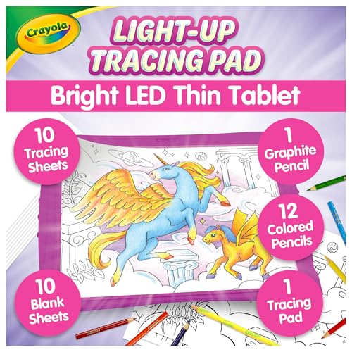 Crayola Light Up Tracing Pad Pink, Best Birthday, Holiday & Christmas Gifts for Girls & Boys, 6, 7, 8 Year Olds, Kids Toys, Light Box Art Kit for Kids [Amazon Exclusive]