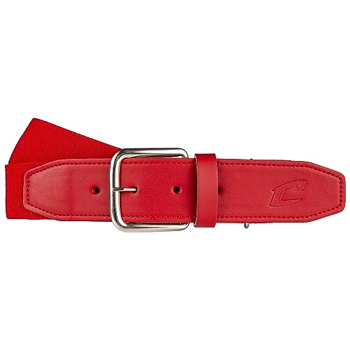 CHAMPRO Baseball Belt with Leather Tab, Scarlet, Unisex-Adult