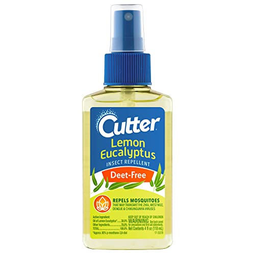 Cutter Lemon Eucalyptus Mosquito and Insect Repellent Bug Spray 4 Ounces, DEET-Free