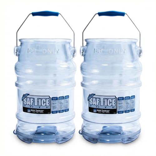 San Jamar Saf-T-Ice Ice Tote with Ice Machine Hanger for Bars, Restaurants, Kitchens, And Fast Food, Polycarbonate, 6 Ga