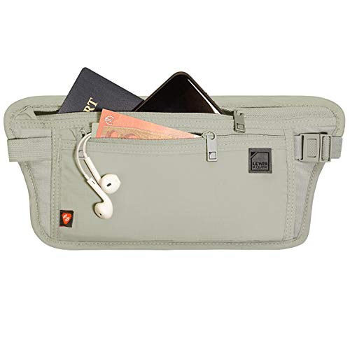 Lewis N. Clark Travel Money Belt Pouch, Slim RFID Blocking Anti Theft Waist Stash Pouches for Cash, Cards and Passport H