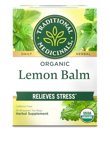 Traditional Medicinals Organic Lemon Balm Herbal Tea, Calming and Supports Digestion, (Pack of 1) - 16 Tea Bags