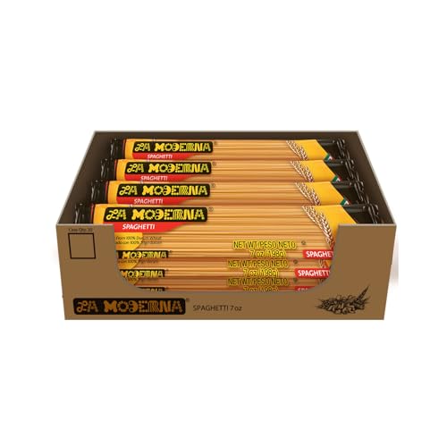 LA MODERNA, Spaghetti Pasta 7 oz (Pack of 20) | Family Bulk Pack | Made with Durum Wheat Semolina | Iron & B Vitamin Enriched | Kosher | Non-GMO | Ideal for Meal Prep