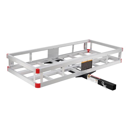 MaxxHaul 70108 Aluminum Cargo Carrier With High Side Rails- Trailer Hitch Mount For RV's, Trucks, SUV's, Vans, Cars With 2" Hitch Receiver - 500-lb Load Capacity, Grey, 49" x 22.5"
