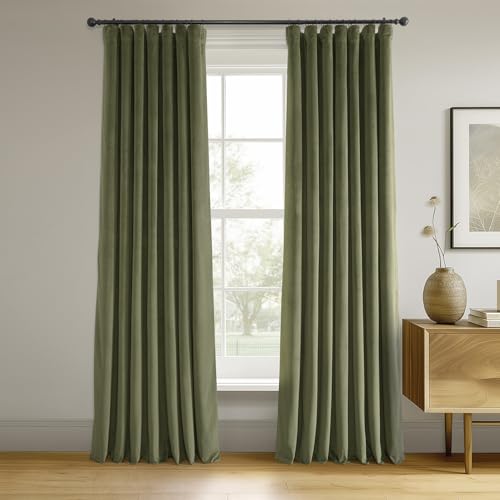 Half Price Drapes VPCH-190622-84 Signature Blackout Velvet Curtain, Hunter...