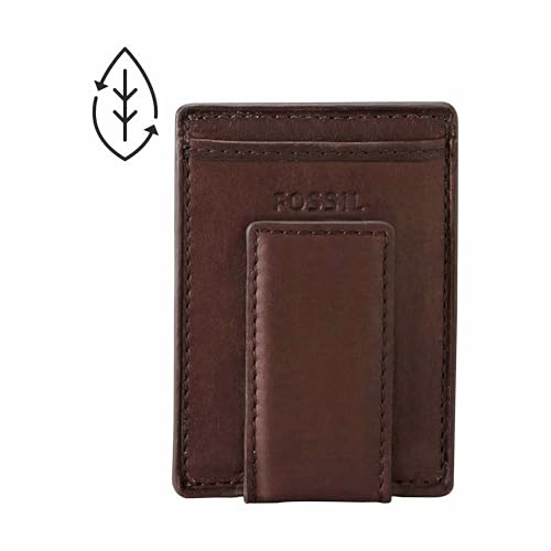 Fossil Men's Ingram Leather Magnetic Card Case with Money Clip Wallet, Brown, (Model: ML3235200)