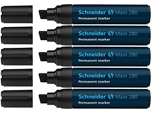 (-20%) Schneider Maxx 280 Permanent-Marker mit Keilspitze (Strichstärke: 4+12 mm, nachfüllbar) 5er Packung schwarz