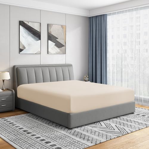 Luxury full fitted sheet brushed microfiber, Cream