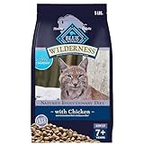 Blue Buffalo Wilderness Natural Mature Dry Cat Food for Cats 7+ Years, High-Protein and Grain-Free Diet, Supports Immune System Health and Energy to Stay Active, Chicken, 5-lb. Bag
