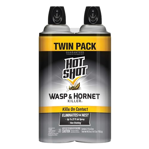 Hot Shot Wasp & Hornet Killer Spray, For Insects Eliminates the Nest, Sprays Up To 27 Feet, 14 fl Ounce, 2 Pack