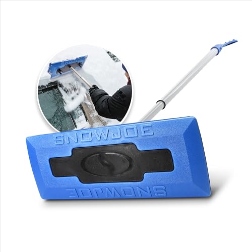 Snow Joe 18" Telescoping Snow Broom & Ice Scraper for Car Windows, No-Scratch Foam Brush - Long and Extendable Ice Removal Tool for Window and Windshield - Automotive Cleaning Accessories, SJBLZD